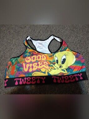 Looney TunesTweety Women's 'Good Vibes' Multicolor Sports Bra Size XL